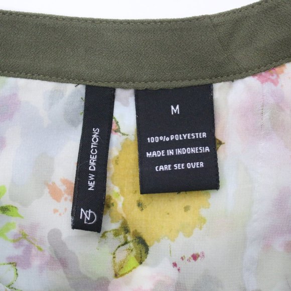New Directions Womens Medium Floral Sheer Pocket Popover Blouse Top - Picture 6 of 6